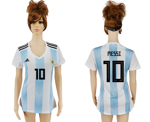 Women's Argentina #10 Messi Home Soccer Country Jersey
